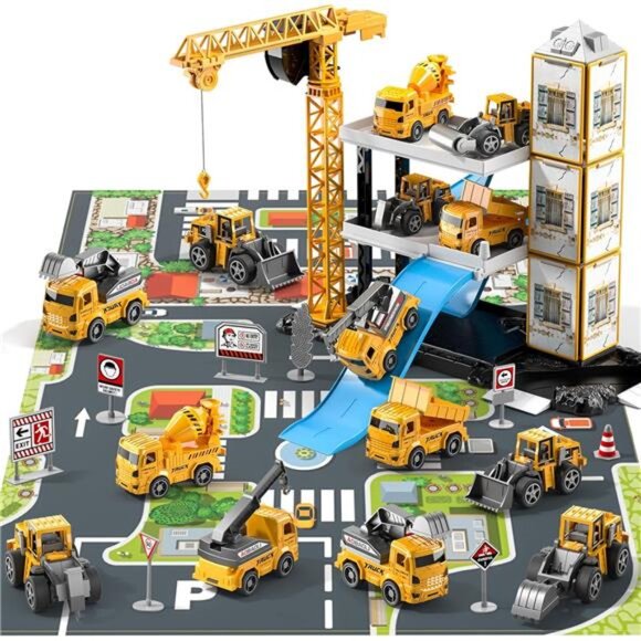 Construction Truck Toys for 3 4 5 6 Year Old Boys, 60PCS Kids Engineering Trucks - Picture 1 of 8
